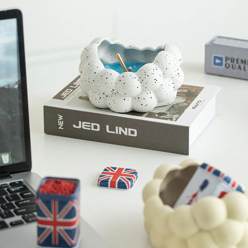 Modern Spherical Ceramic Ashtray Birthday Gift Desktop Storage Tray Large Capacity Car Ashtray Living Room Desktop Large Ashtray