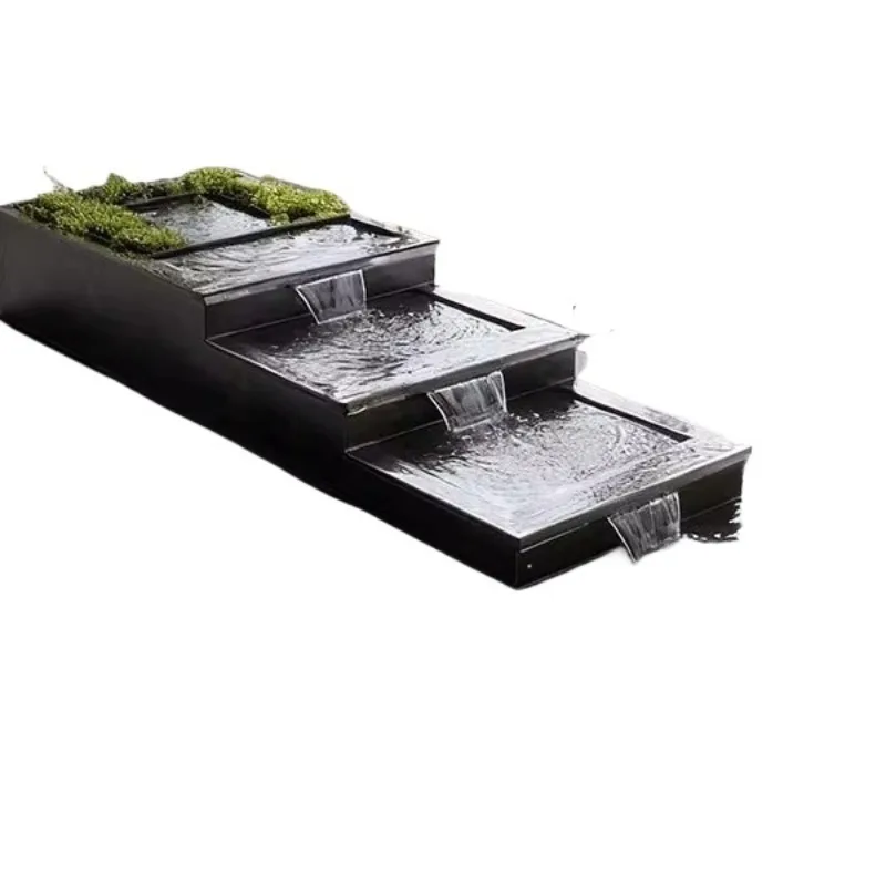 Circulating water, fish pond, flower box, courtyard, outdoor balcony, garden, waterscape, landscape, flowing water
