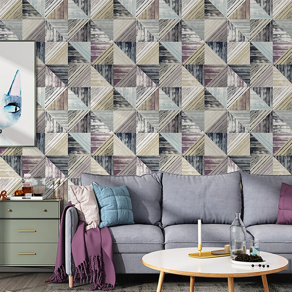 Nordic Triangle Wall Paper Roll Geometric Plaid Wallpapers for Walls Living Room Bedroom Cafe Bar Wall Decoration Contact Paper