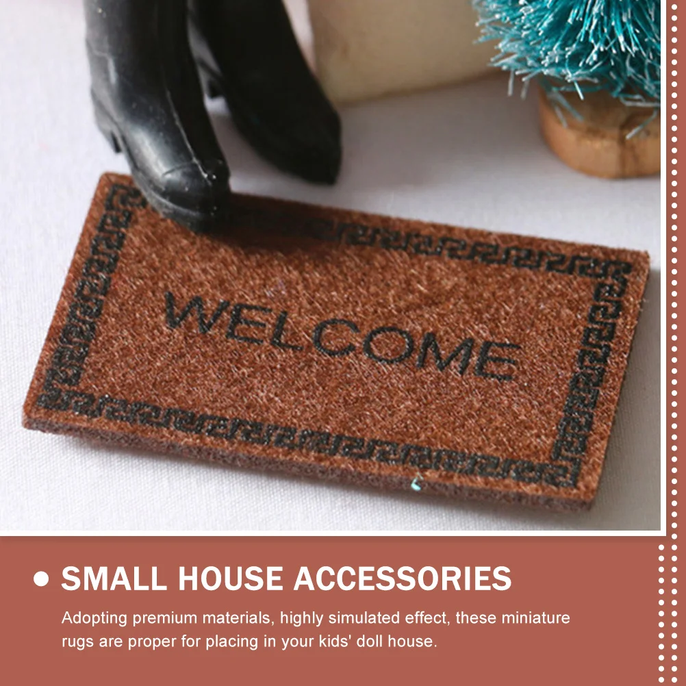 8 Pcs Door Mat Dollhouse Area Rugs Small Carpet Non-woven Fabric DIY Mini Ornament