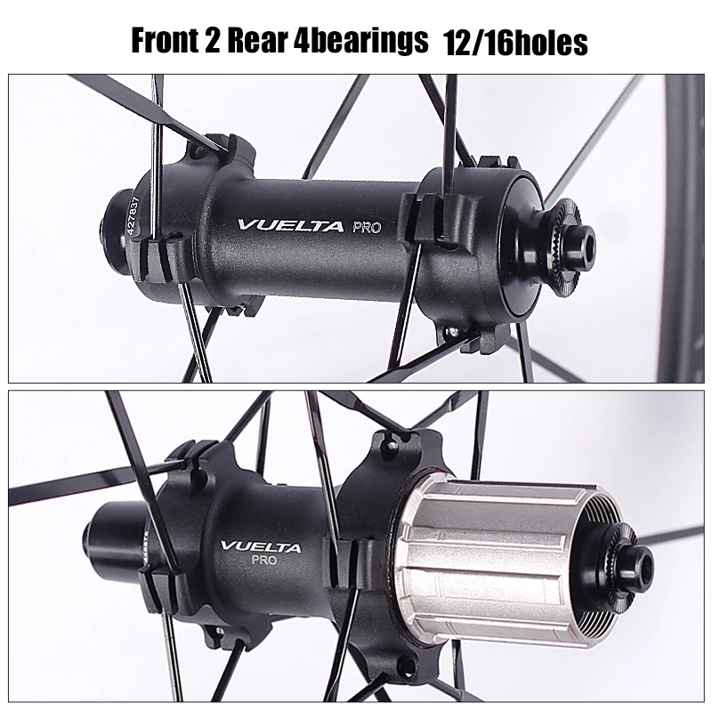 VUELTA Road Bicycle 700C Wheel Set Ultra Light Aluminum Alloy 4-Bearing Straight Pull 100/130mm Bicycle Wheel Set