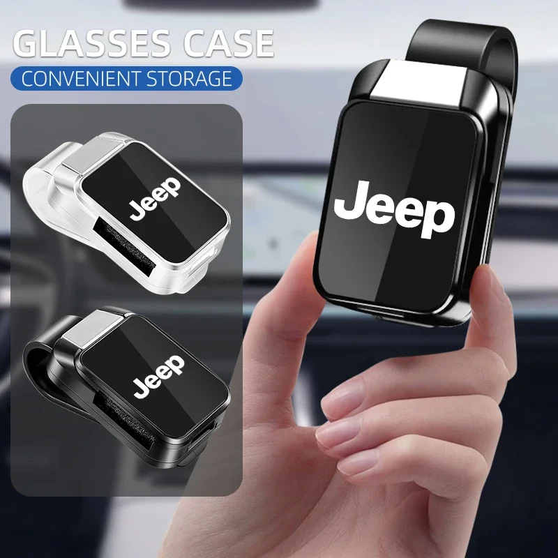 

Car Sun Visor Glasses Box Sunglasses Clip Card Ticket Holder Accessories For Jeep Grand Cherokee Wrangler Compass Renegade
