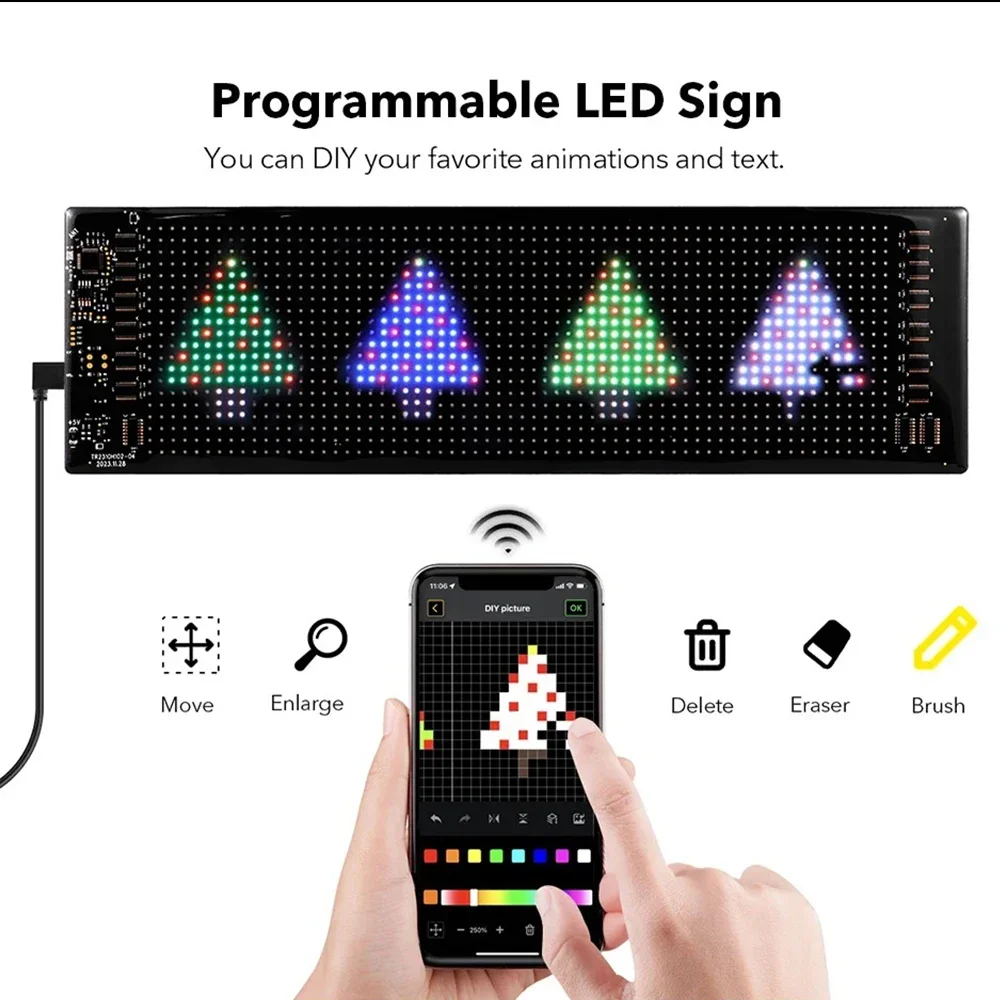 

PYFORE LED Advertising Light APP Control Light Custom Text Pattern RC Model Car Modification Accessories