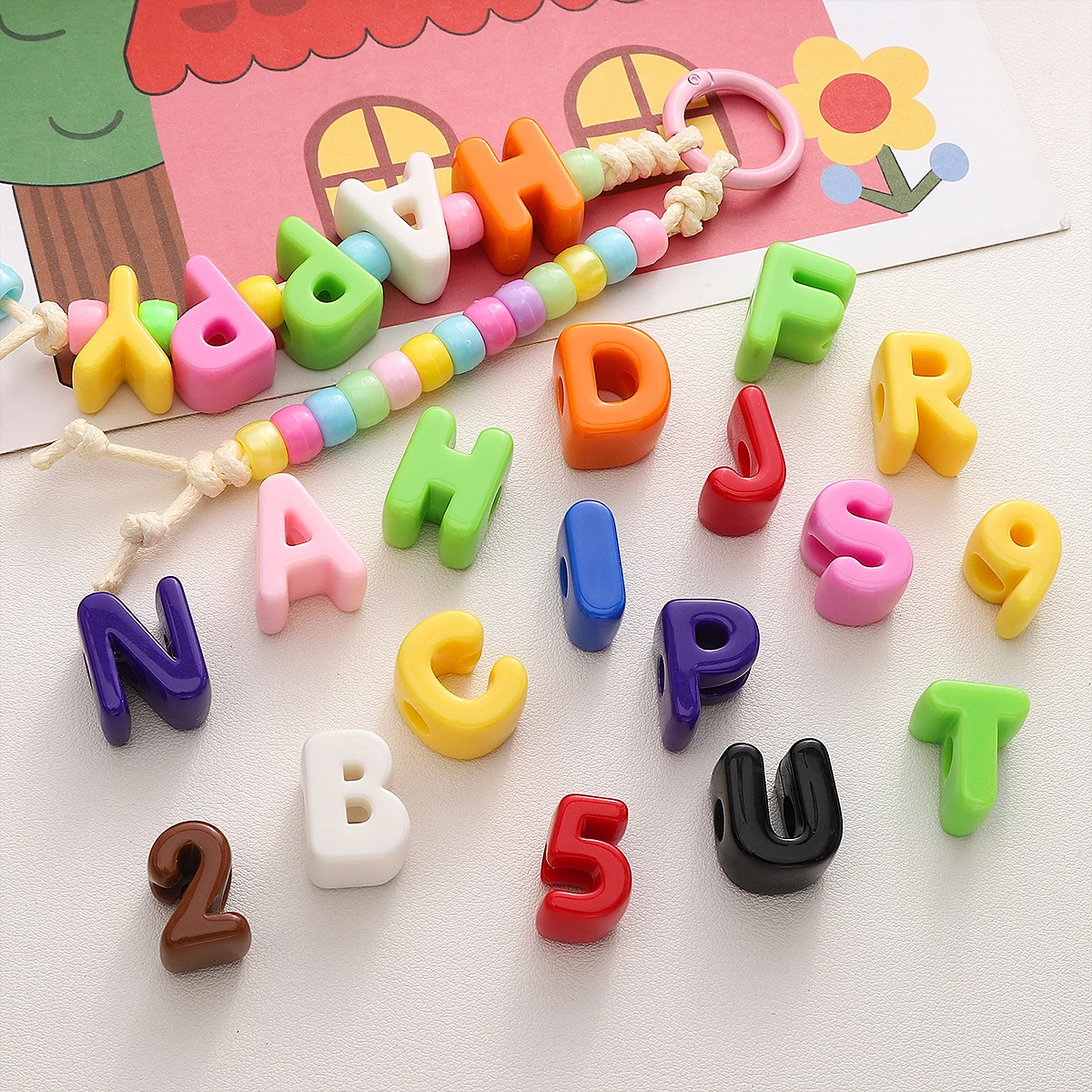 Acrylic Alphabet Letter Beads (10pcs) Number Beads (5pcs) for DIY Personalized Bracelet Necklace Jewelry Making