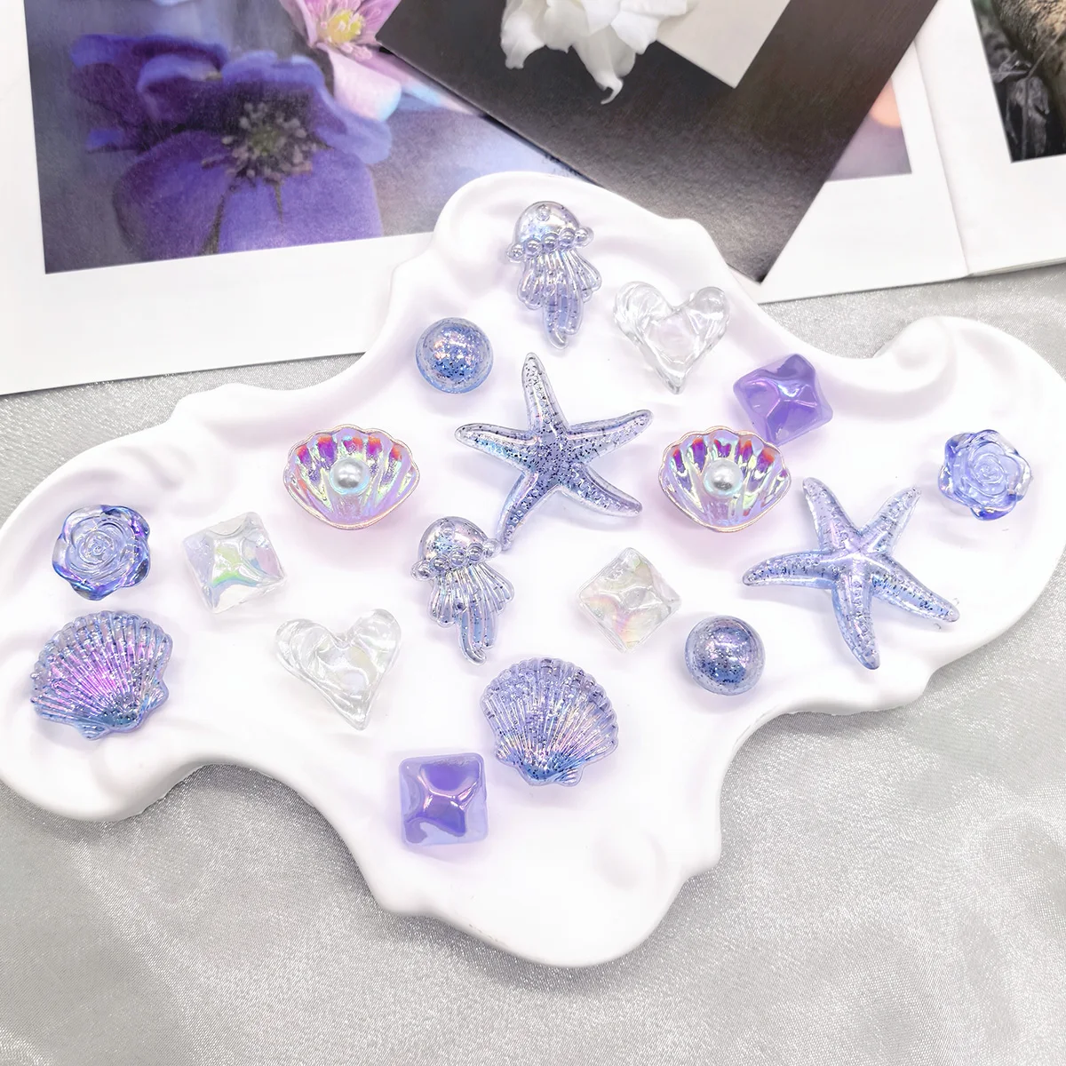 18PCS Transparent Starfish Scallop Shoe Charms DIY Decorations Flower Clogs Shoe Buckles Accessories Octopus Shoe Clips Decor