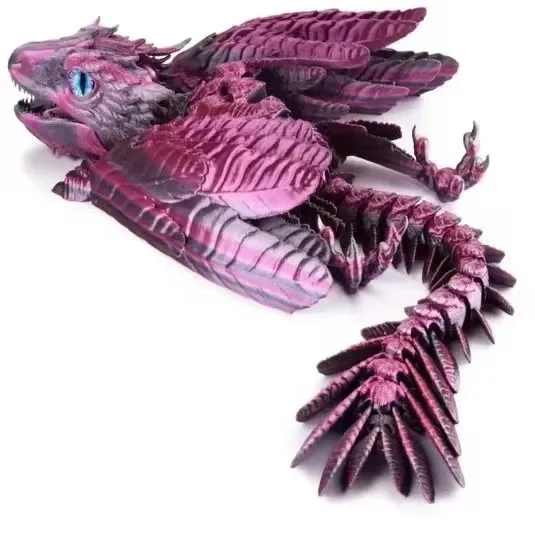 3D Printed Dragon Feathered Wyvern Dragon Articulated Fidget Dragon Home Office Decor Desk Toy