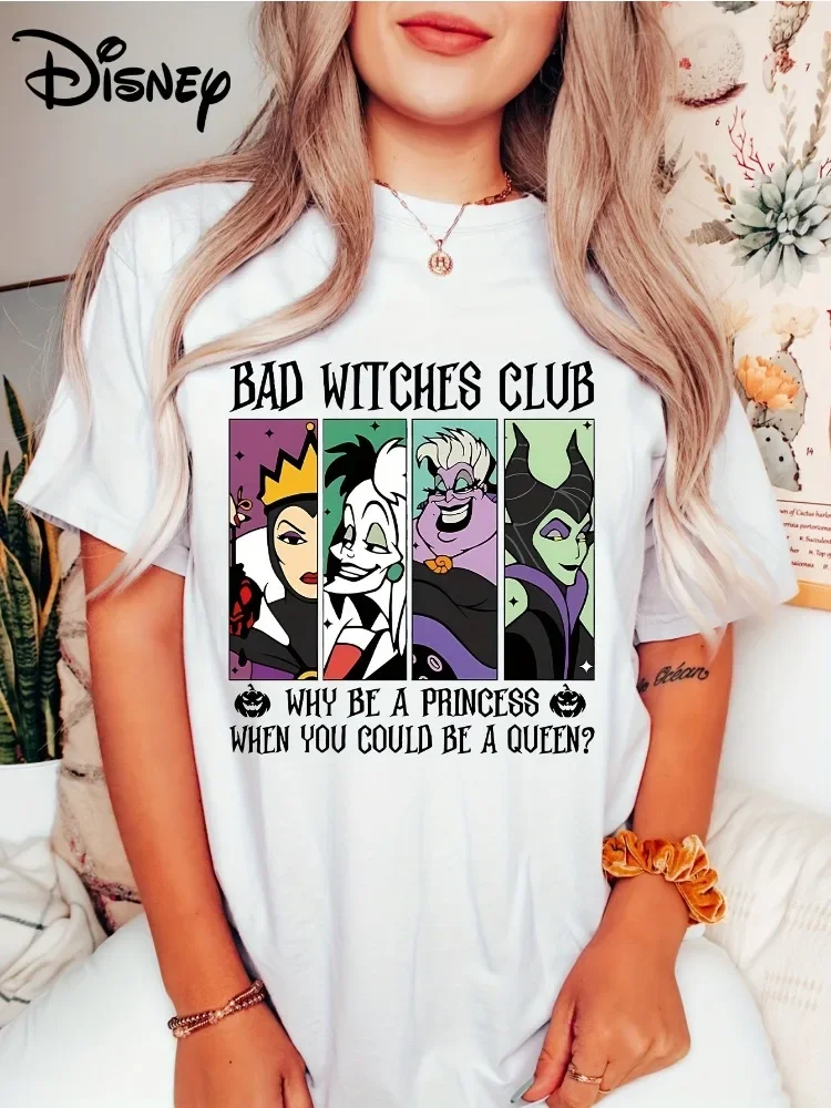 Disney Bad Witch Club T-shirt Fun T-shirt à manches courtes pour femme avec motif de dessin animé