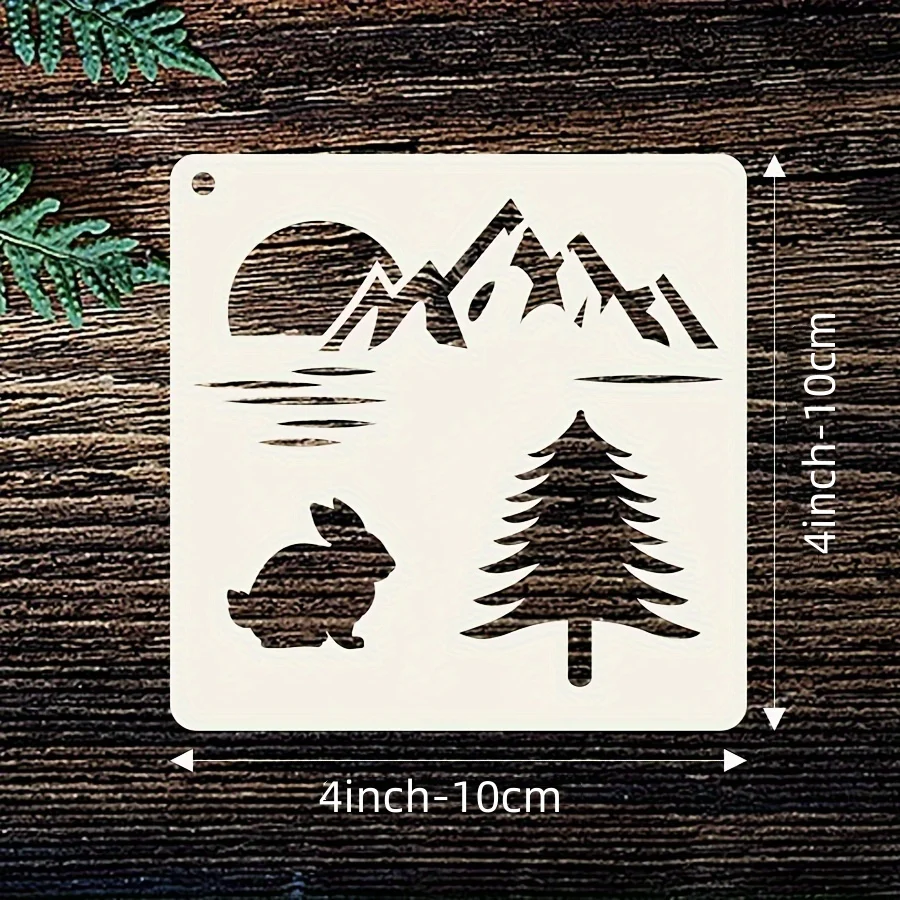 65PCS 4x4inch 숲 동물 스텐실 그림 나무 패브릭 벽 DIY 드로잉 템플릿 세트