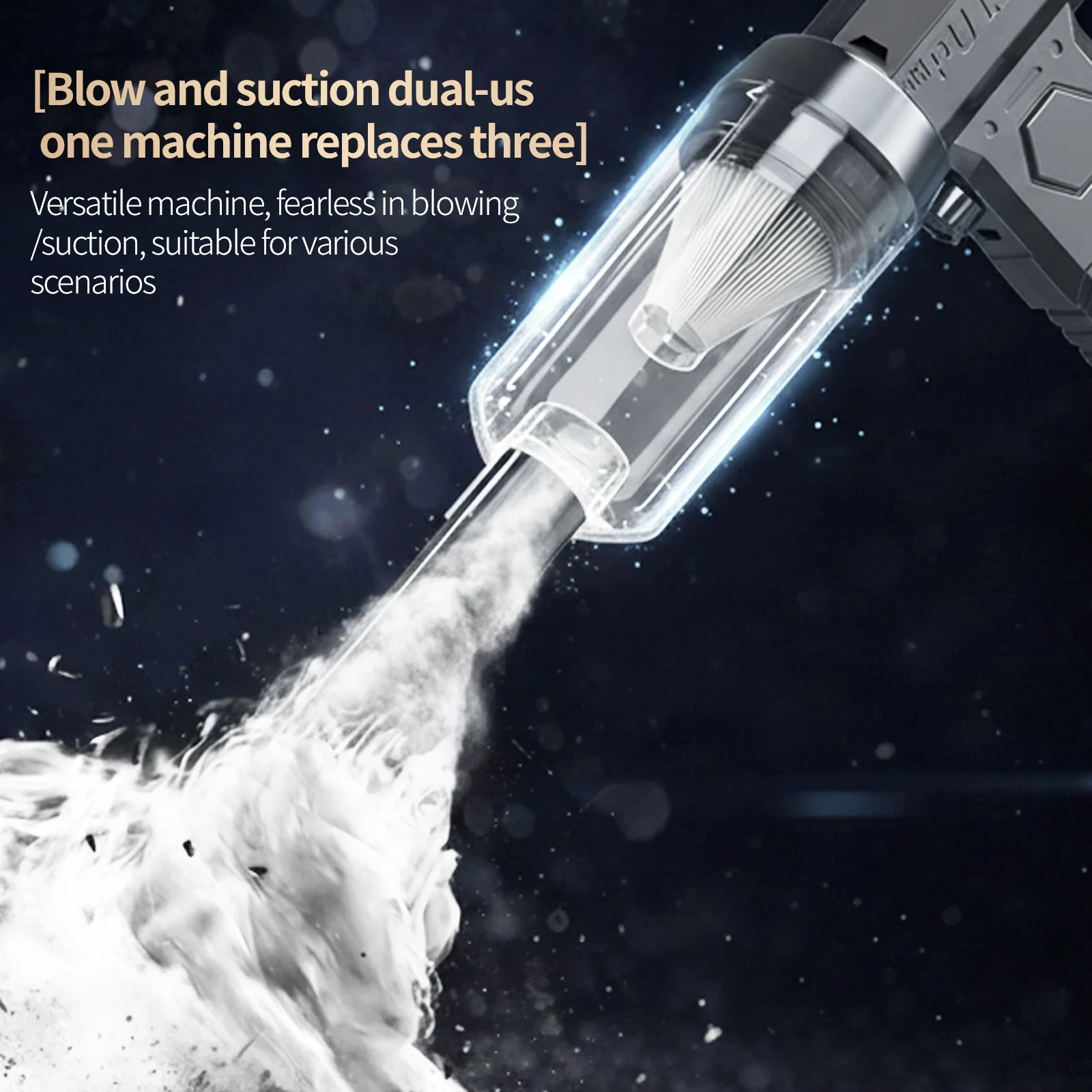 

130000RPM X7 Portable Blower Vacuum | LED Multi-Nozzle Hurricane Fan - Home/Car/Office Deep Clean