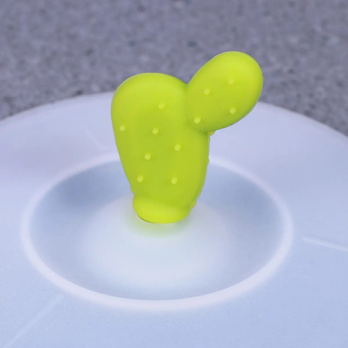 Silicone Cup Cover Lid Cactus Design 2 Leaves Light Green Drink Cover for Hot Cold Drinks Mugs Bowls Microwave Safe Dust Proof