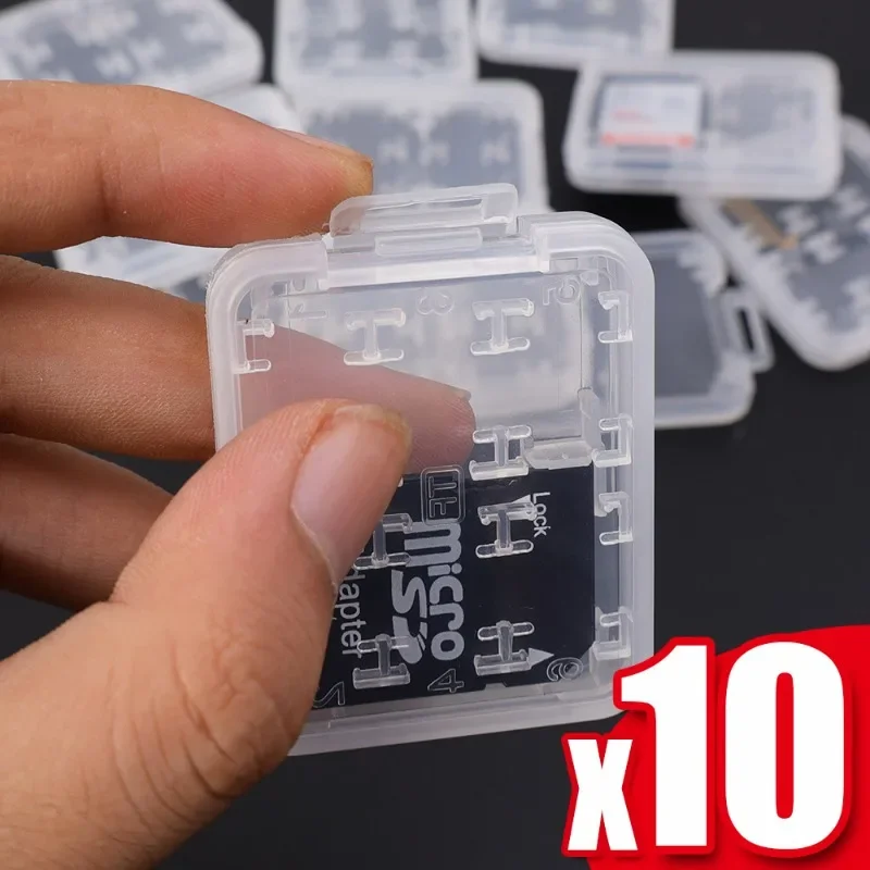 8in1 Plastic Transparent Mini for SD SDHC TF Memory Card Storage Case Box Portable Waterproof SD Card Organizer Protector Holder