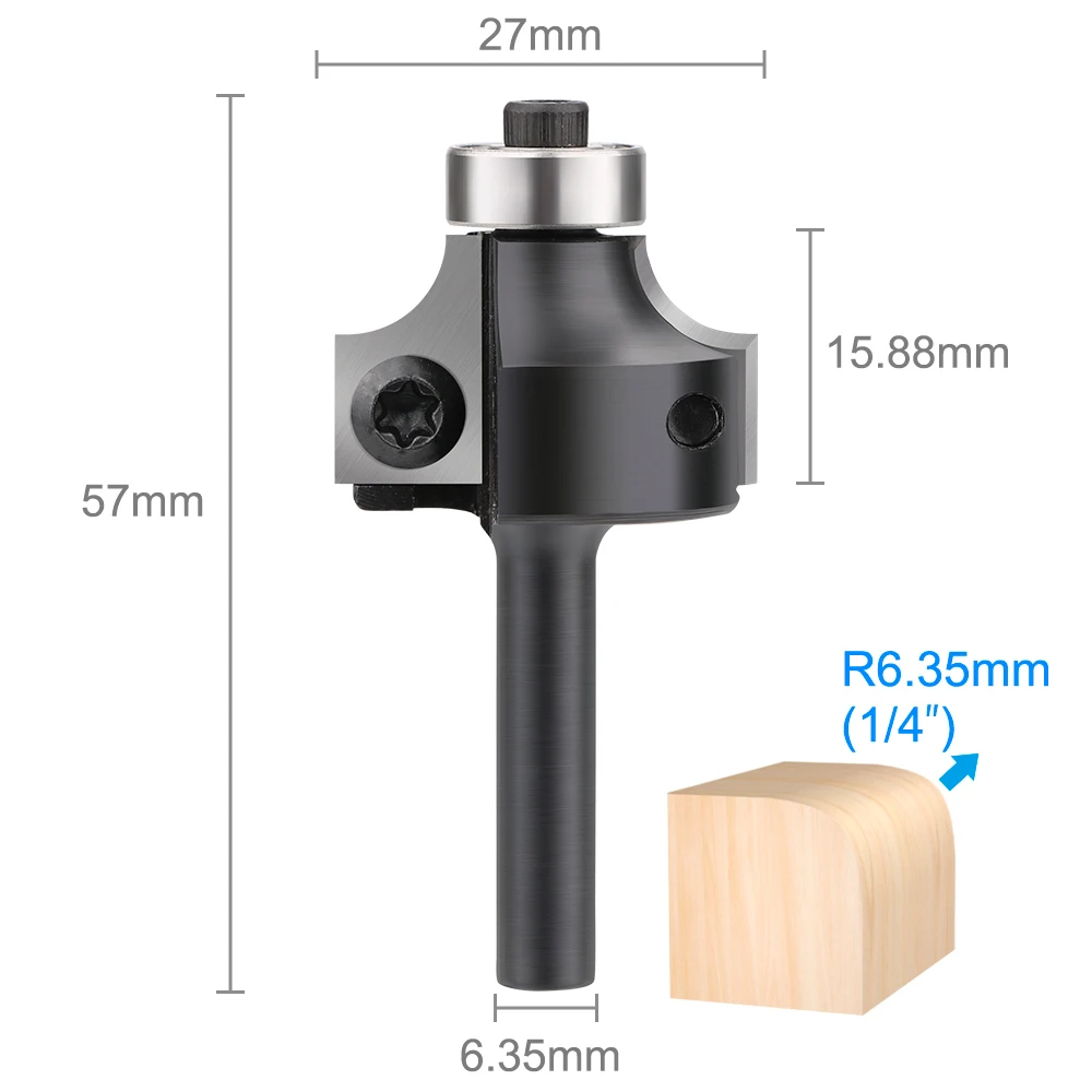 XUCHUAN CNC Spoilboard Surfacing Route Bit 1/4 Shank Corner Round Over Router Bit Wood Planer Bit for MDF Plywood