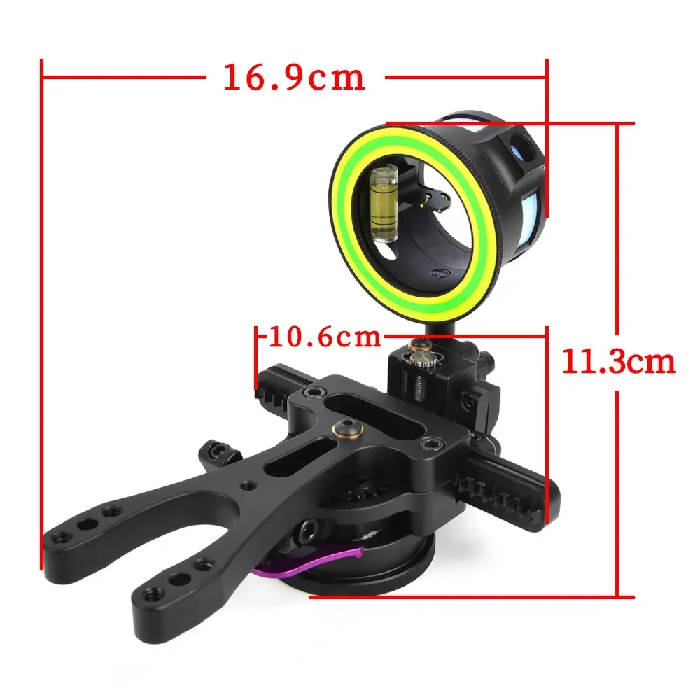 Archery Compound Bow Sight 2 Pin Optical Fiber 0.019 Sight Adjustable Pointer Compound Bow Shooting Accessories