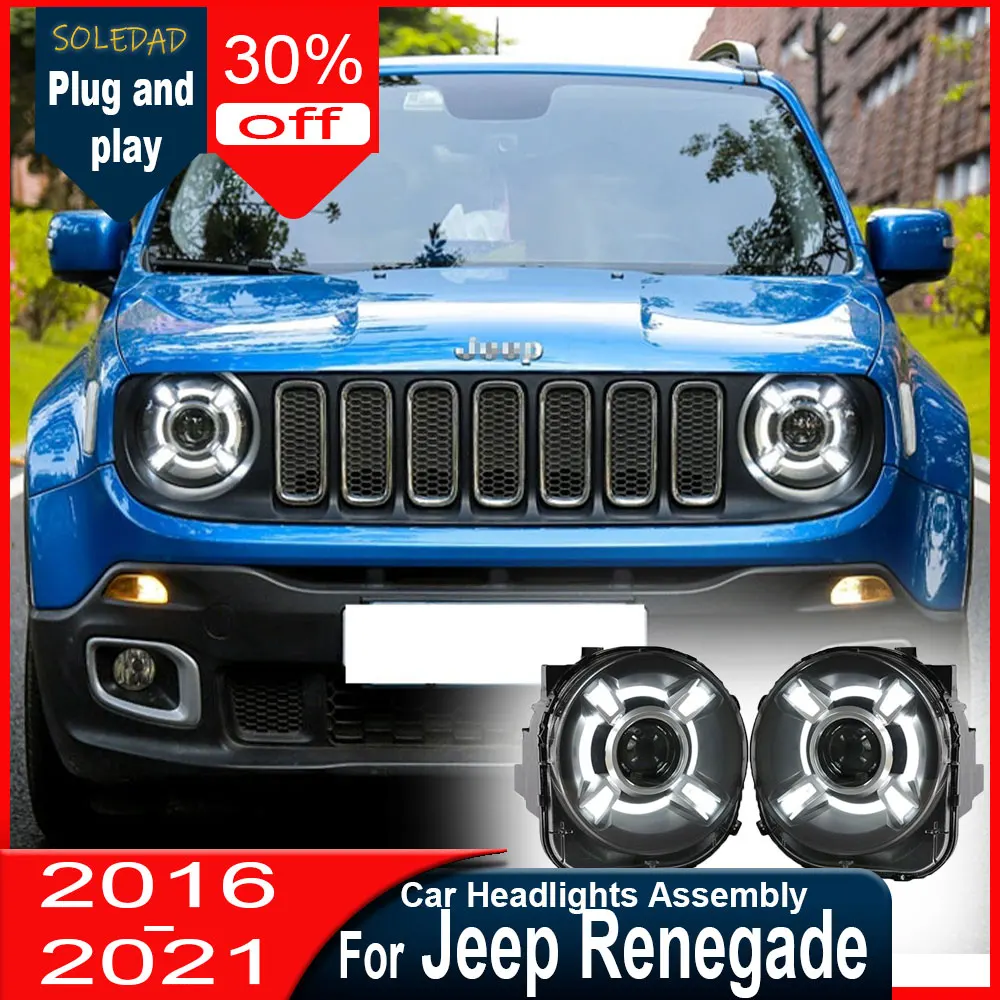 Car HeadLights For Jeep Renegade 2015-2021 New Style Led DRL Car Head Lamp Assembly Signal Accessories Modified Lamp