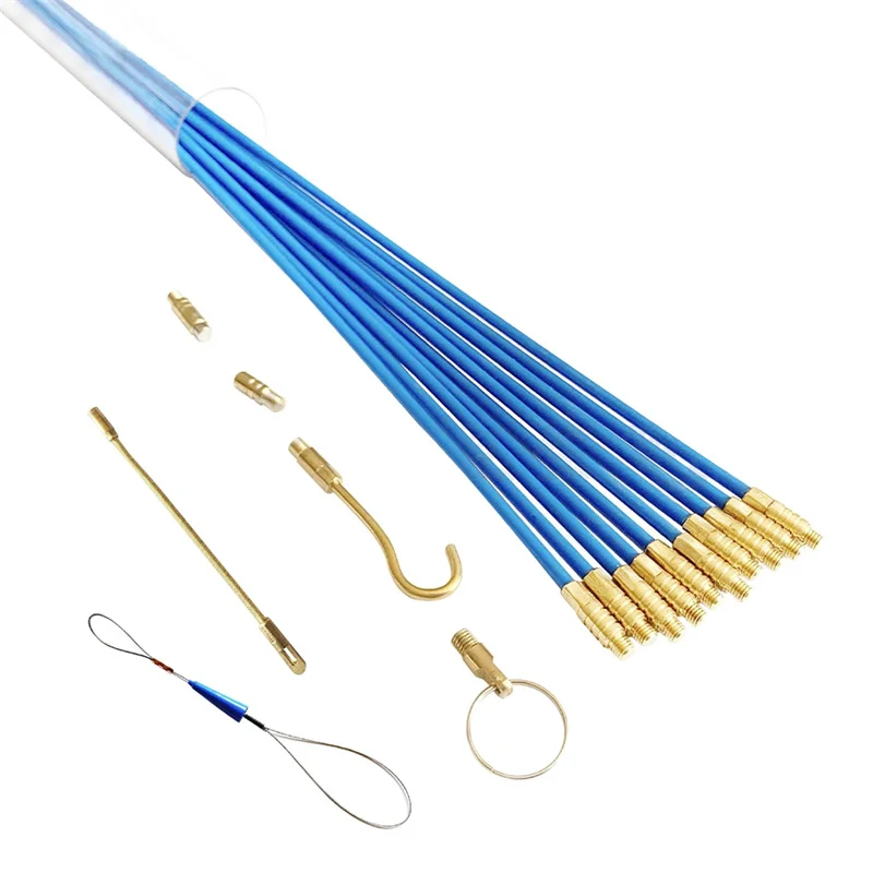 10Pcs Fiberglass Wire Cable Push Puller Running Rods Kit