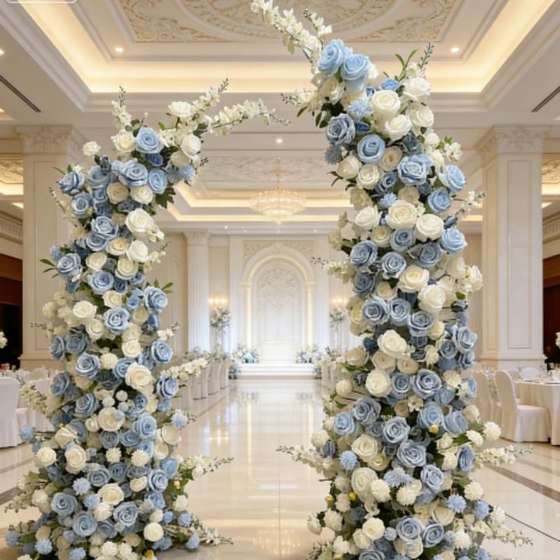 New Dopamine Bull Horn Flower Set with Two Size Artificial Rose Rows for Proposal and Engagement Decoration