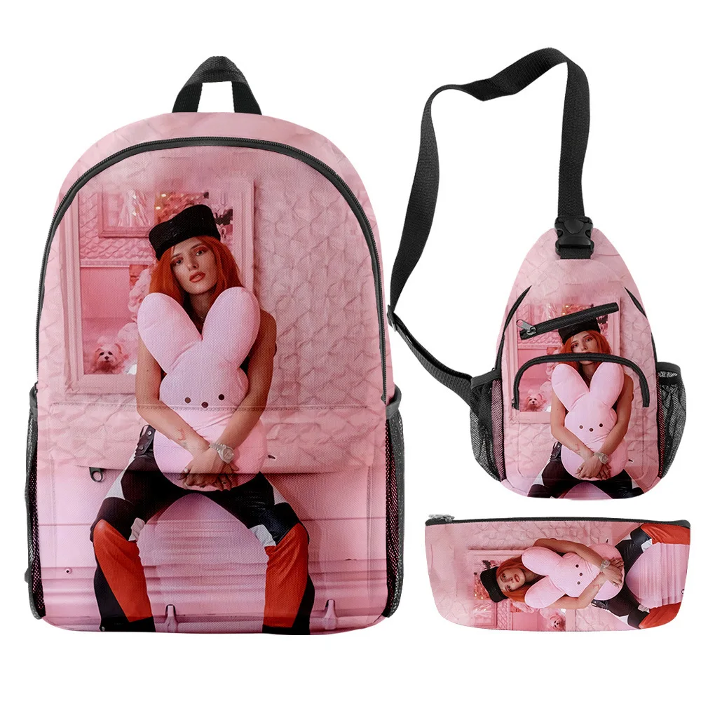 

Luxury Popular Novelty Funny bella thorne 3D Print 3pcs/Set pupil School Bags Travel Laptop Backpack Chest Bag Pencil Case