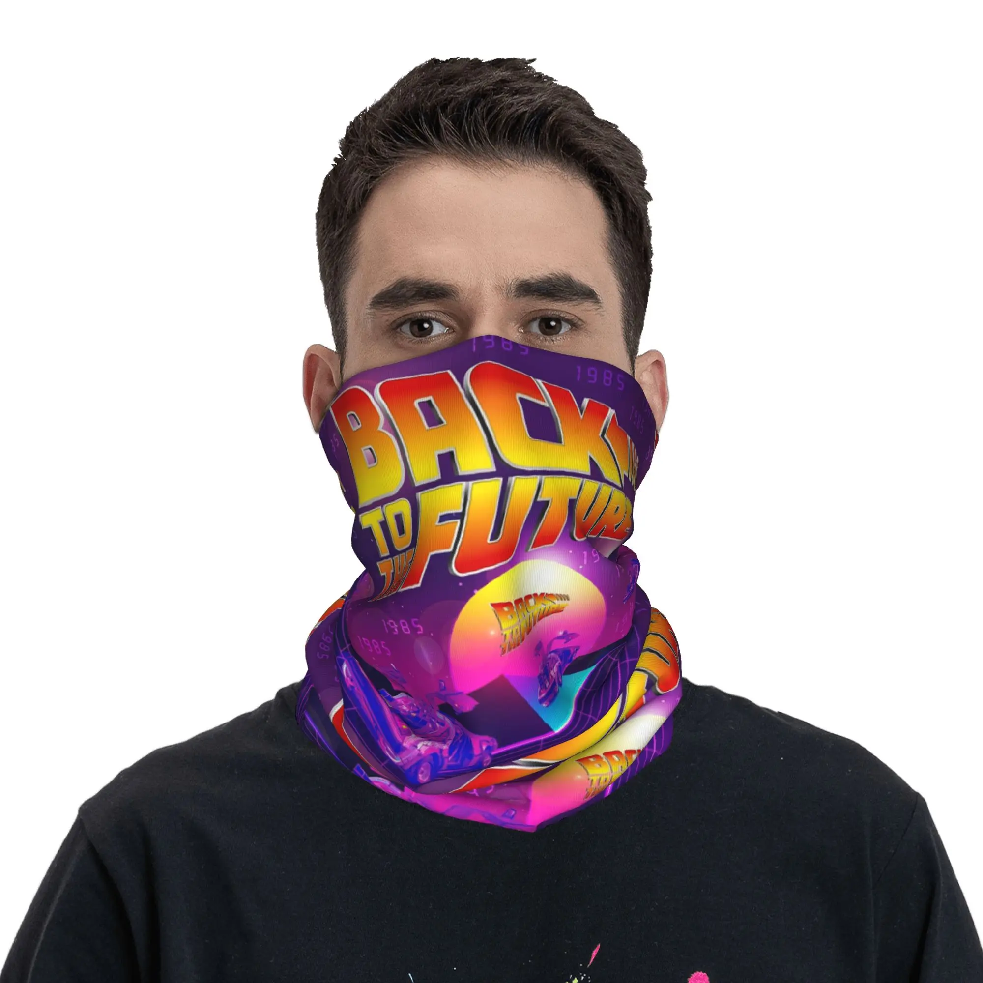 Back to the future Delorean design Bandana Neck Gaiter Printed Wrap Mask Scarf Cycling Scarf Riding for Men Women  Breathable