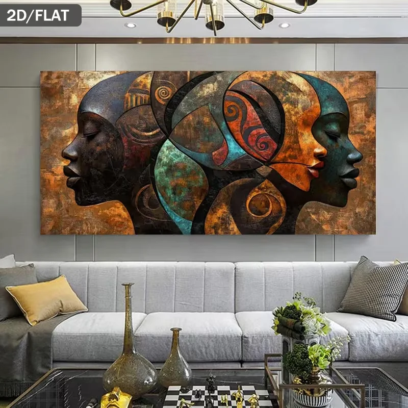1pc frameless Canvas Painting 1pc Modern Abstract Face Wall Art - Frameless Canvas Painting Suitable for Living Room & Bedroom -