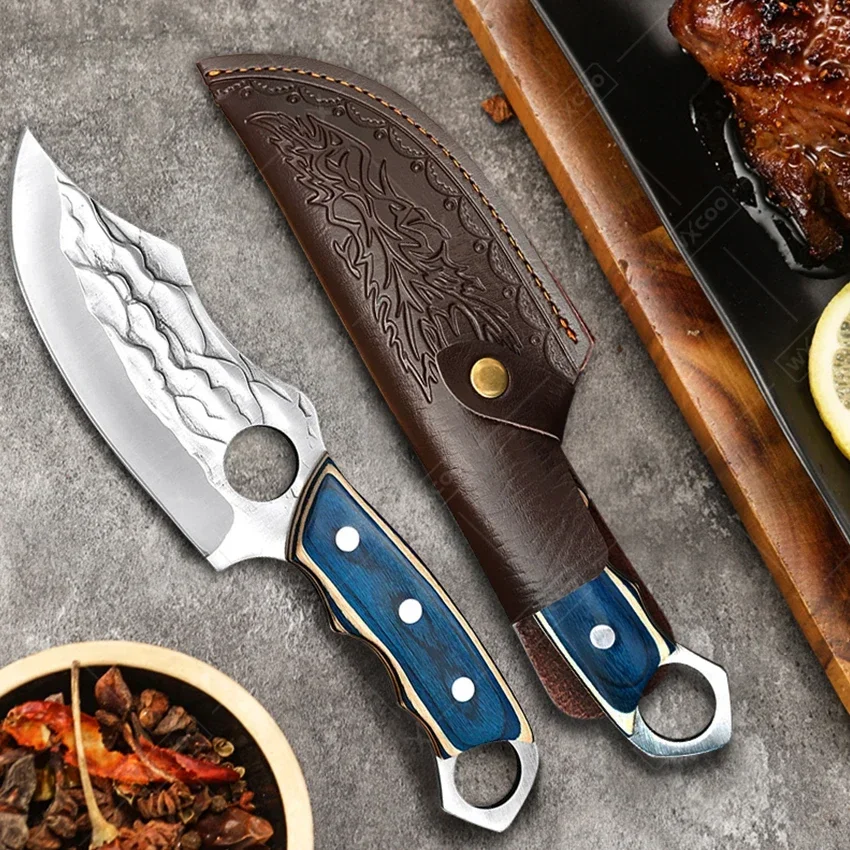 WXCOO Kitchen Meat Cleaver Butcher Chef Knife Hand Forged Vegetable Cutter Fruit Slicing Tool for Household Cooking Boning Knife