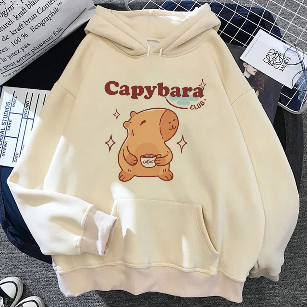 Capibara bluza z kapturem harajuku wzorzyste kawaii odzież na co dzień japońskie ubrania dla nastolatków damskie dresy anime manga wzorzyste śmieszne