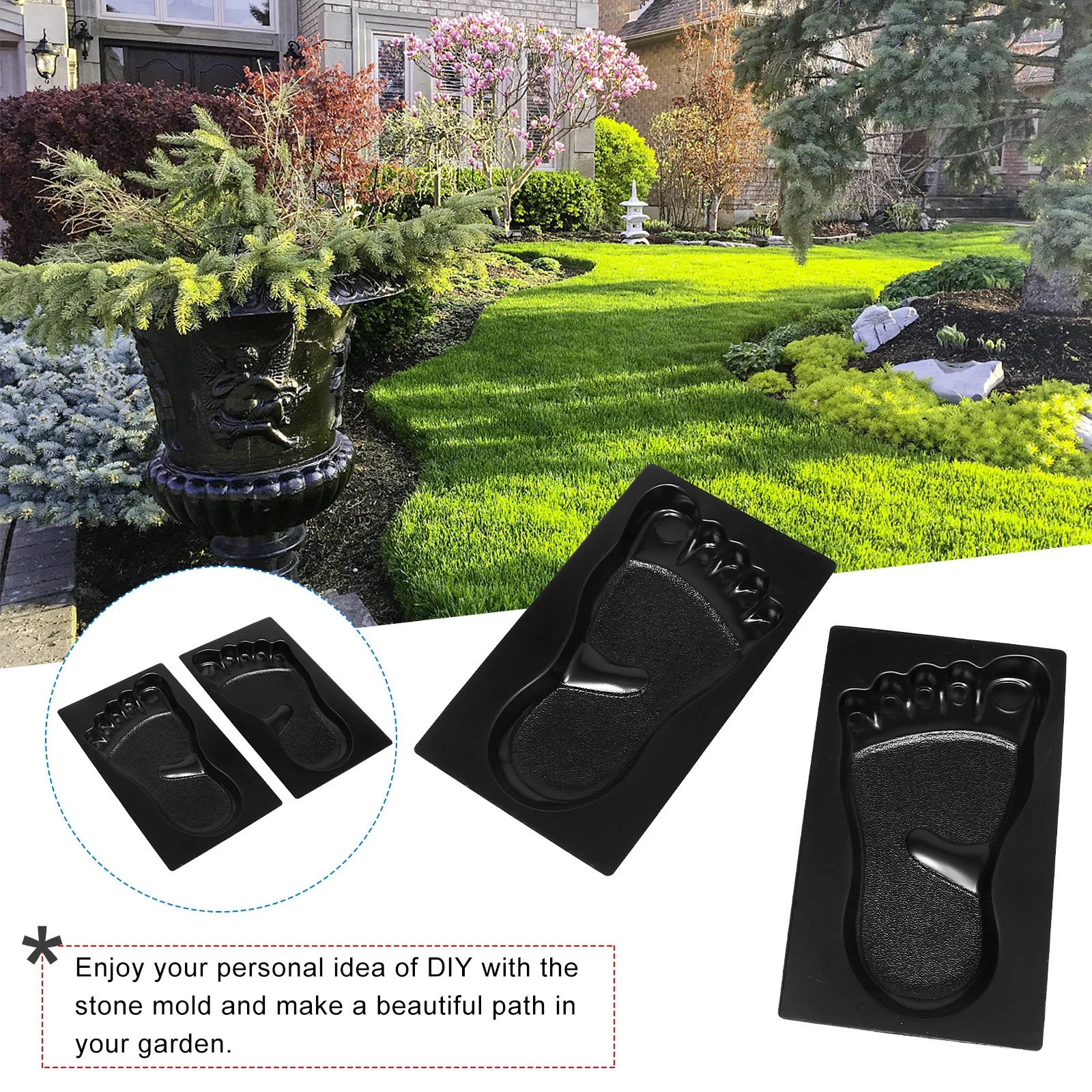 

2 pcs Reusable Paving Mould For Concrete Cement Floor Tile Path Making Garden Stepping Stone Diy Pavement Mold Footprint Maker