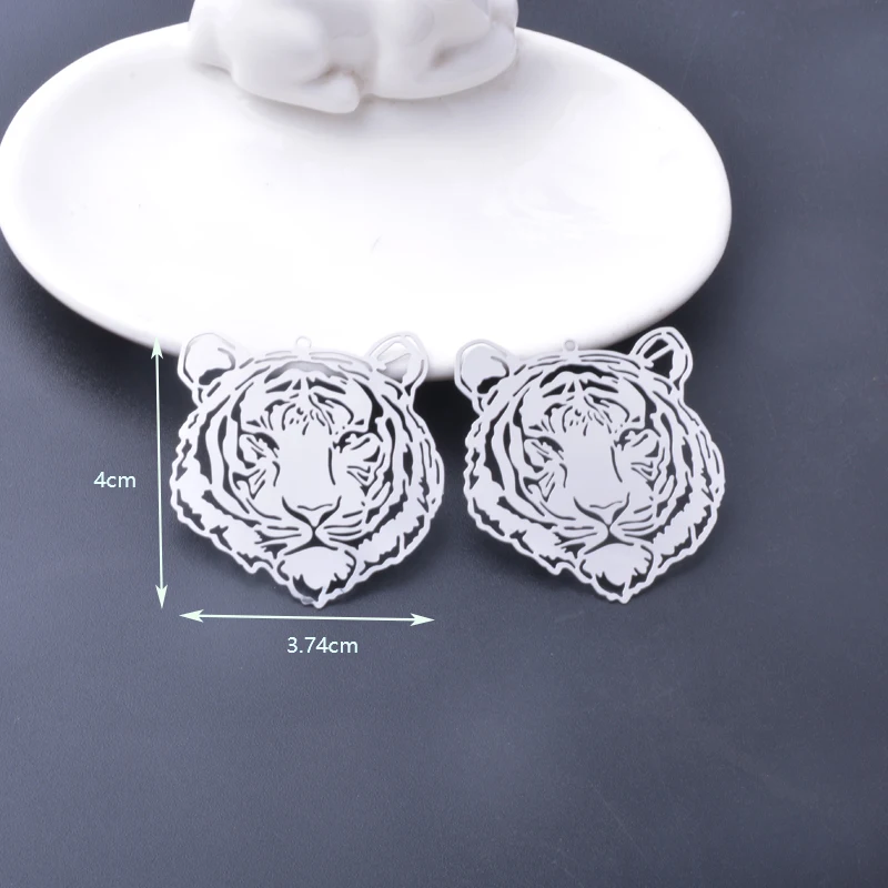 10pcs AB8555 Stainless steel Tiger Charms Brass Golden elephant Pendant Jewelry Earring Accessories
