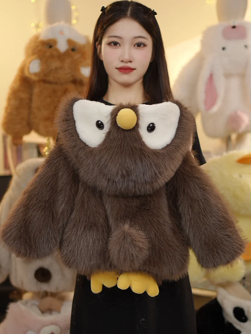 2026 Winter Thickened Short Penguin Baby Coat Warm Cute Plush Design Children's Outerwear Faux Fur Jacket for Boys And Girls
