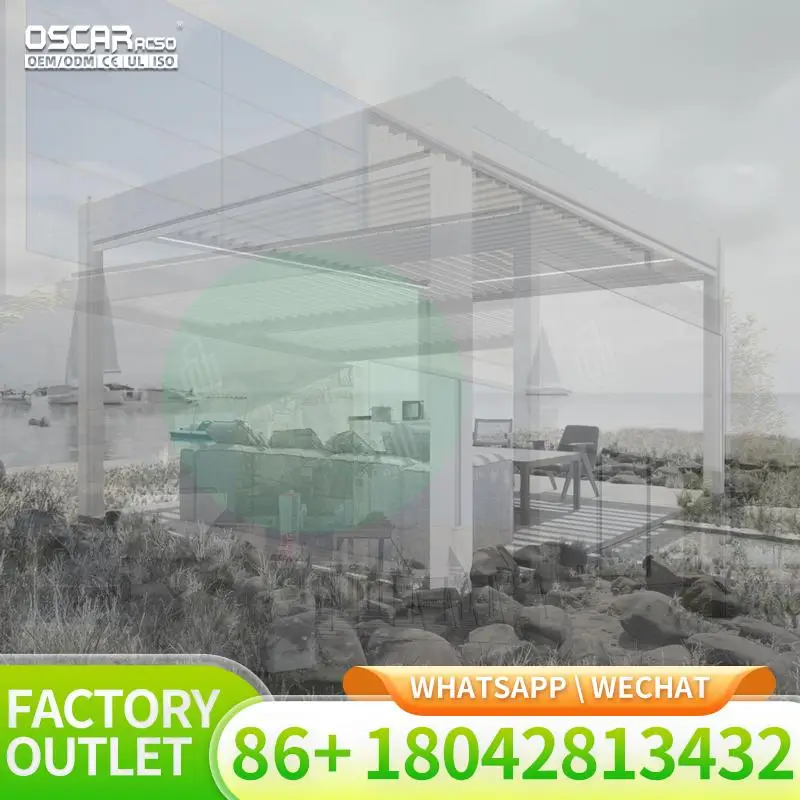

Custom Aluminium Manual Louvre Roof Remote Control Outdoor Gazebo for Garden Use Pergola