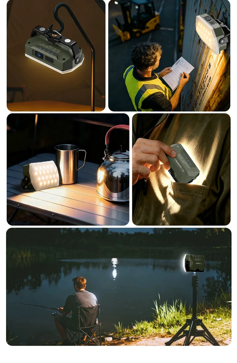 Tragbare Outdoor-Campinglaterne, superlange 4000-mAh-Batterie, wiederaufladbares Notlicht, starker Magnet, Arbeitslicht für Reparaturen – Detail 7