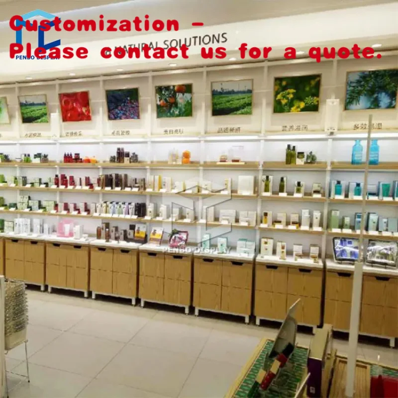 

custom.Cosmetics Shop Decoration Ideas Perfume Design Wood Shelves Cosmetic Shop Furniture Display Cosmetic and Makeup Shelf