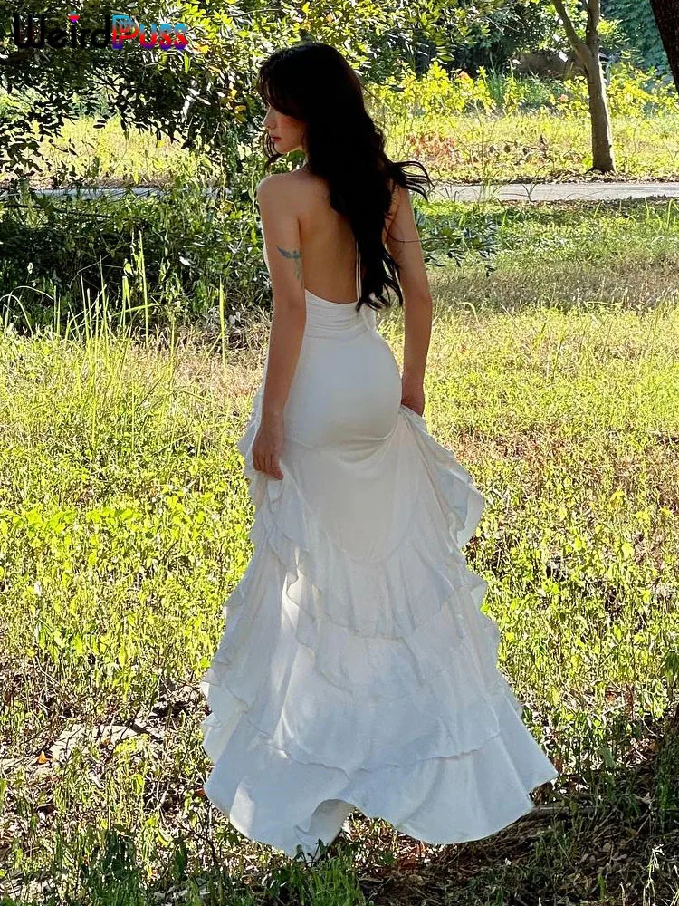 Nibber halter elegante vestido sólido mulher verão bainha irregular puro desejo árvore comestível fungo em camadas festa sem mangas bodycon