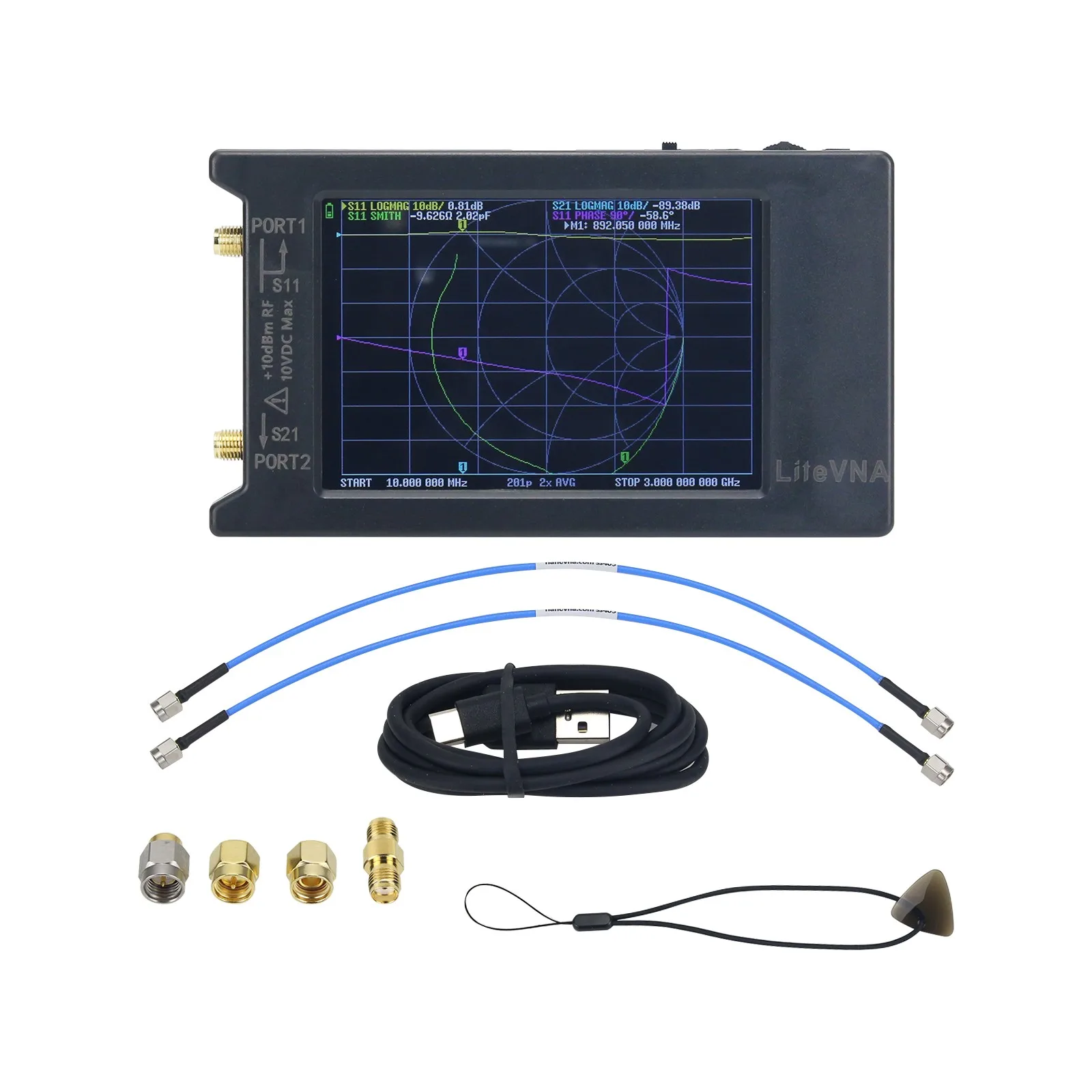 

LiteVNA-64 50KHz-6.3GHz Vector Network Analyzer VNA Antenna Analyzer with 3.95" Screen for MF HF VHF