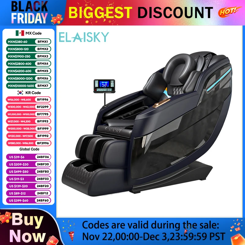 Massage Chair LCD Screen Bluetooth Smart Speaker Chair Multi Functional Electric Massage Chair Full Body Air Bag Zero Gravity