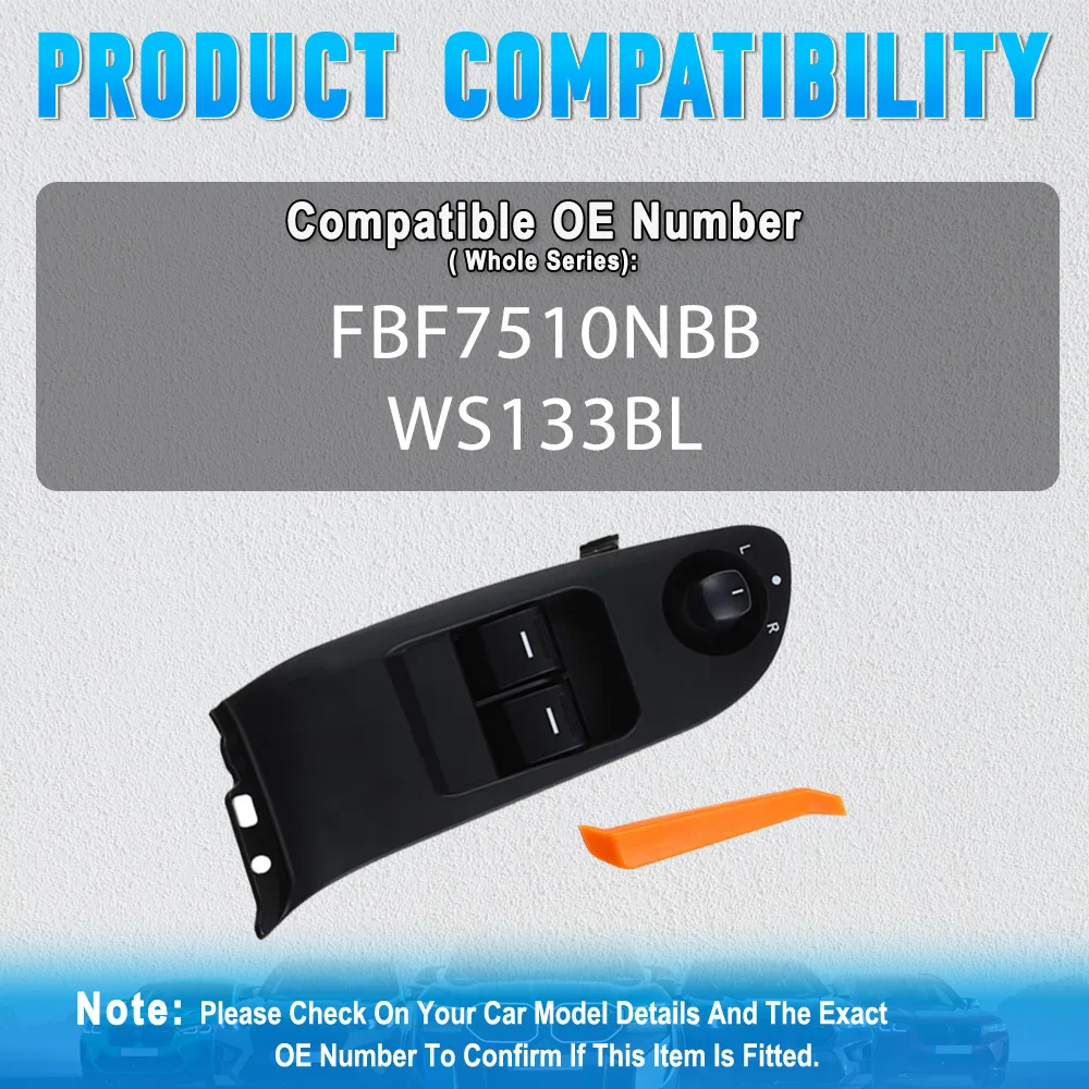 FBF7510NBB, WS133BL Front Right Driver Side Power Window Control Switch Button  For Ford Falcon FG Ute 2008-2014