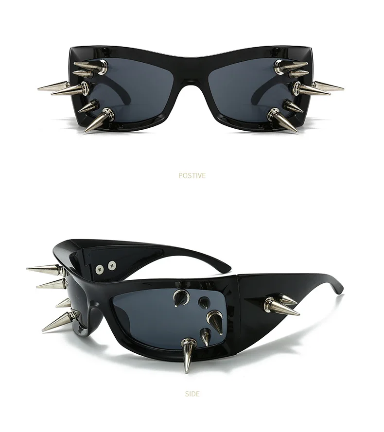 Cyberpunk DIY Unisex Übertriebene Sonnenbrille Niete Motorrad Stil Hip Hop Streetwear Brille Handgemachte Optische Brillen – Detail 17
