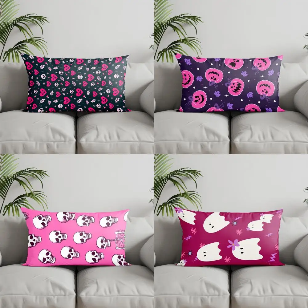 

Home Decor Skull & Heart Pattern Pillowcase Suitable For Sofa Bedroom Car Pillow Cover Cushion Rectangular Back Cushion