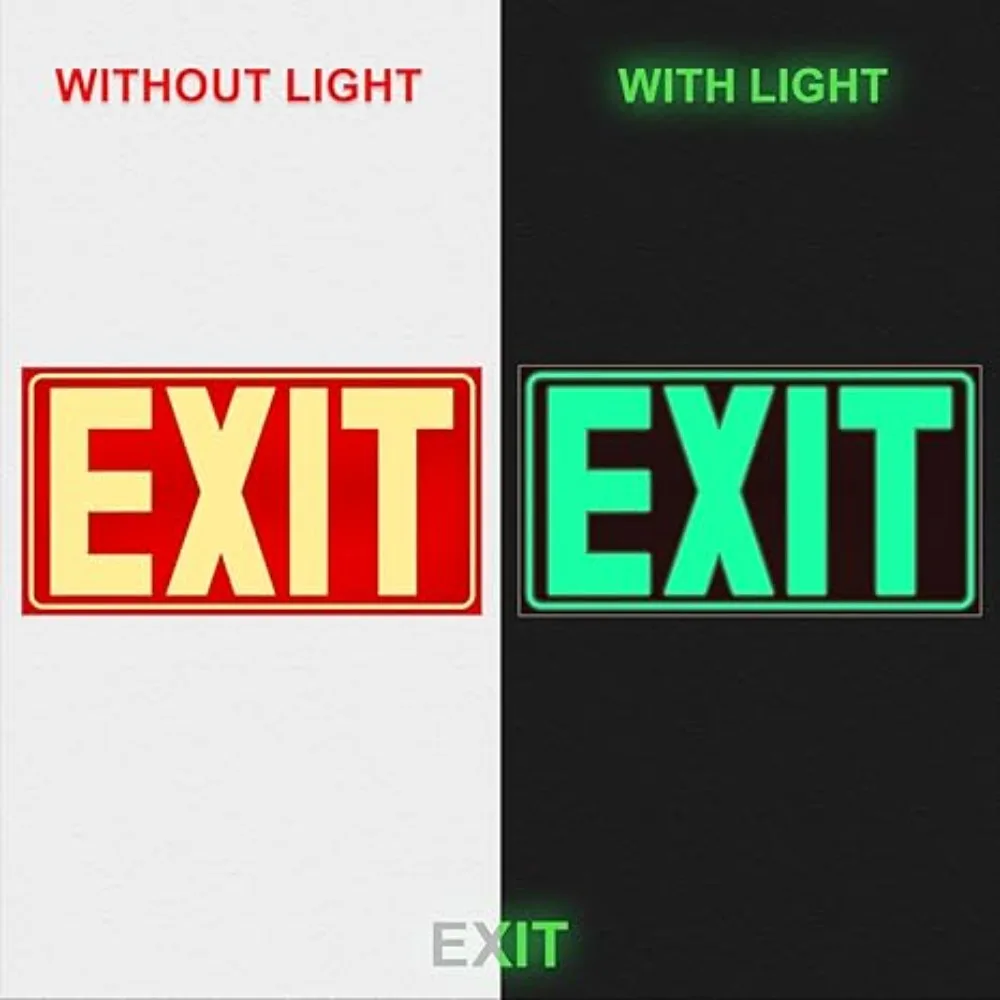 3PCS EXIT Signs Glow in the Dark 12x7 Inch Laminated for UV Weather&Fade Resistance Indoor&Outdoor for Business School Office