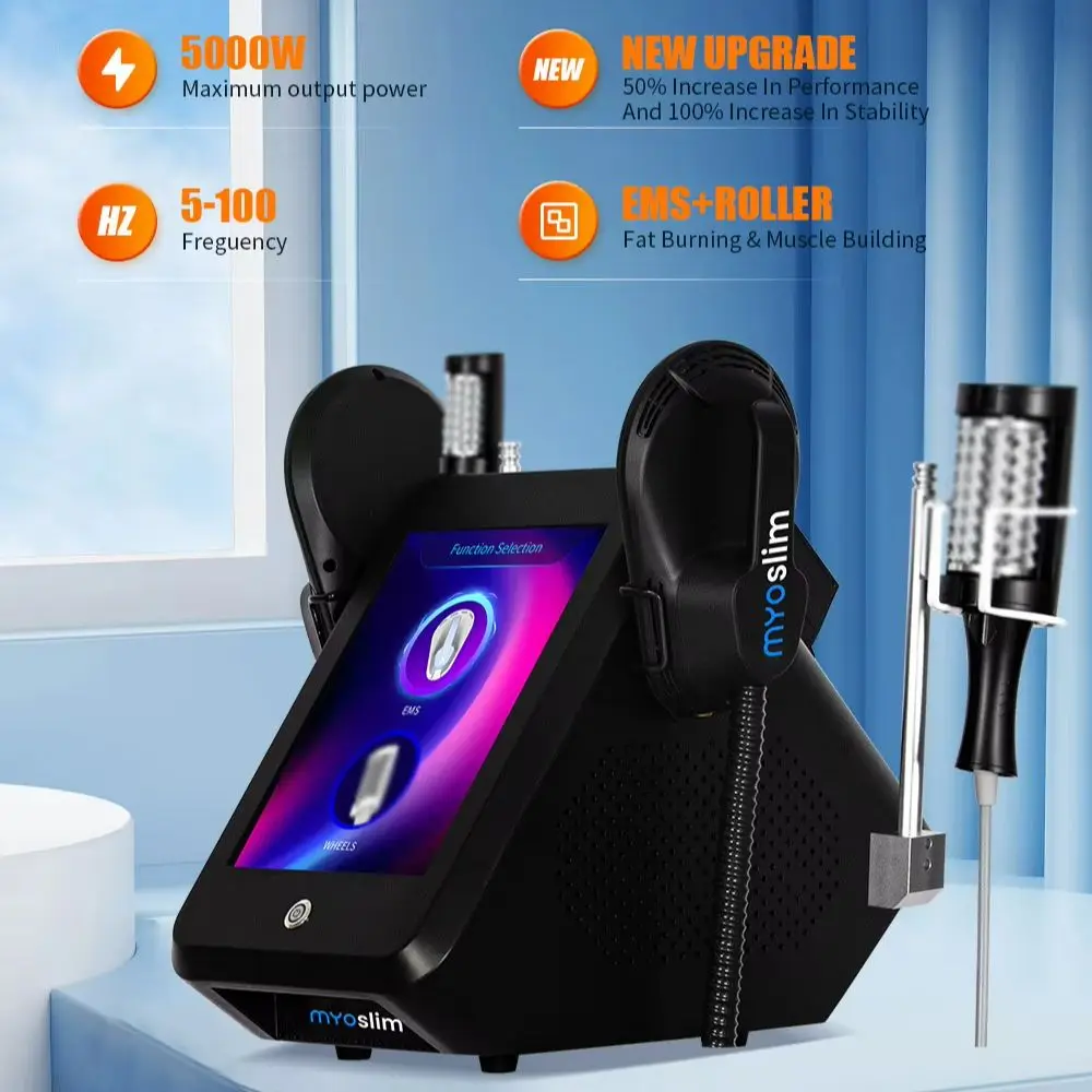 MYOslim 6500W 15Tes EMS Body Sculpting Machine with Roller Massage Handle Professional Beauty Equipment for Salon Use