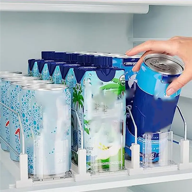 Y51A Beverage Dispenser, Self-Propelled Drink Pusher Shelf for Fridge Can Soda Organizer for Kitchen