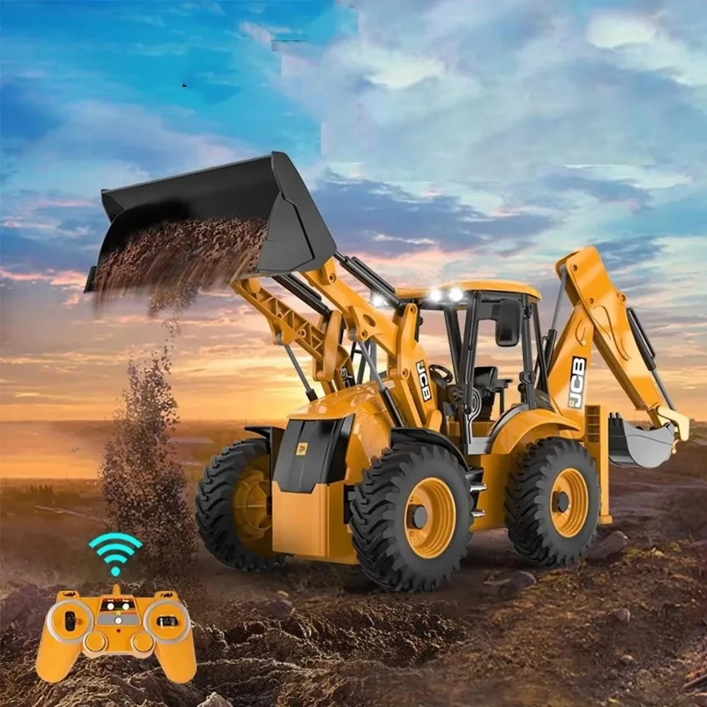 RC Tractor Excavator Toy E589 2.4G 6 Channel RC Radio Controlled Car 6CH Electric Digger Truck Toys for Boys Children
