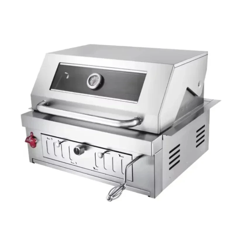 charcoal grill with built-in outdoor kitchen setup, peect chicken barbecue parti