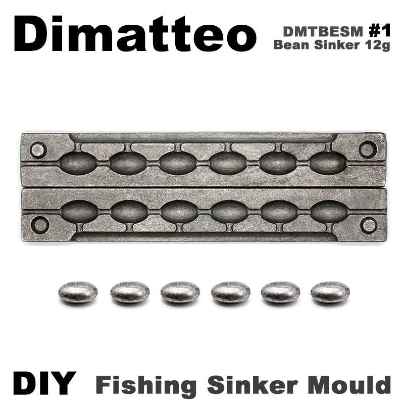 Dimatteo DIY Fishing Bean Sinker Mould DMTBESM/#1 Bean Sinker 12g 6 Cavities