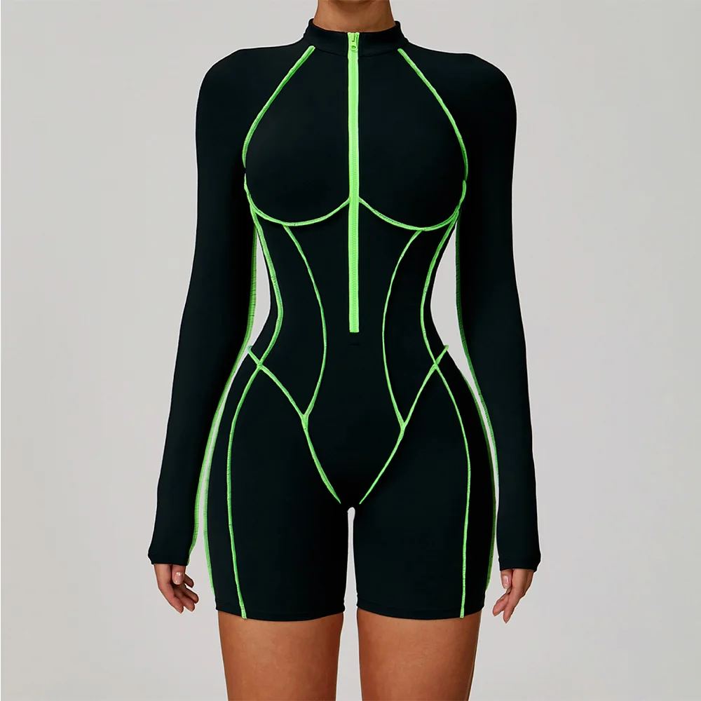 

Zipper Rompers Women's Gym Jumpsuit Fitness Suit Short Sets Sports Overalls for Woman Tracksuit Yoga Clothing Workout Sportswear