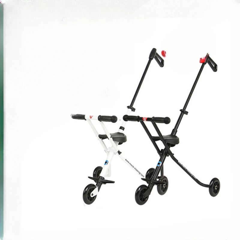 

Tall children's baby walking artifact trolley three wheels light portable foldable boarding baby walking
