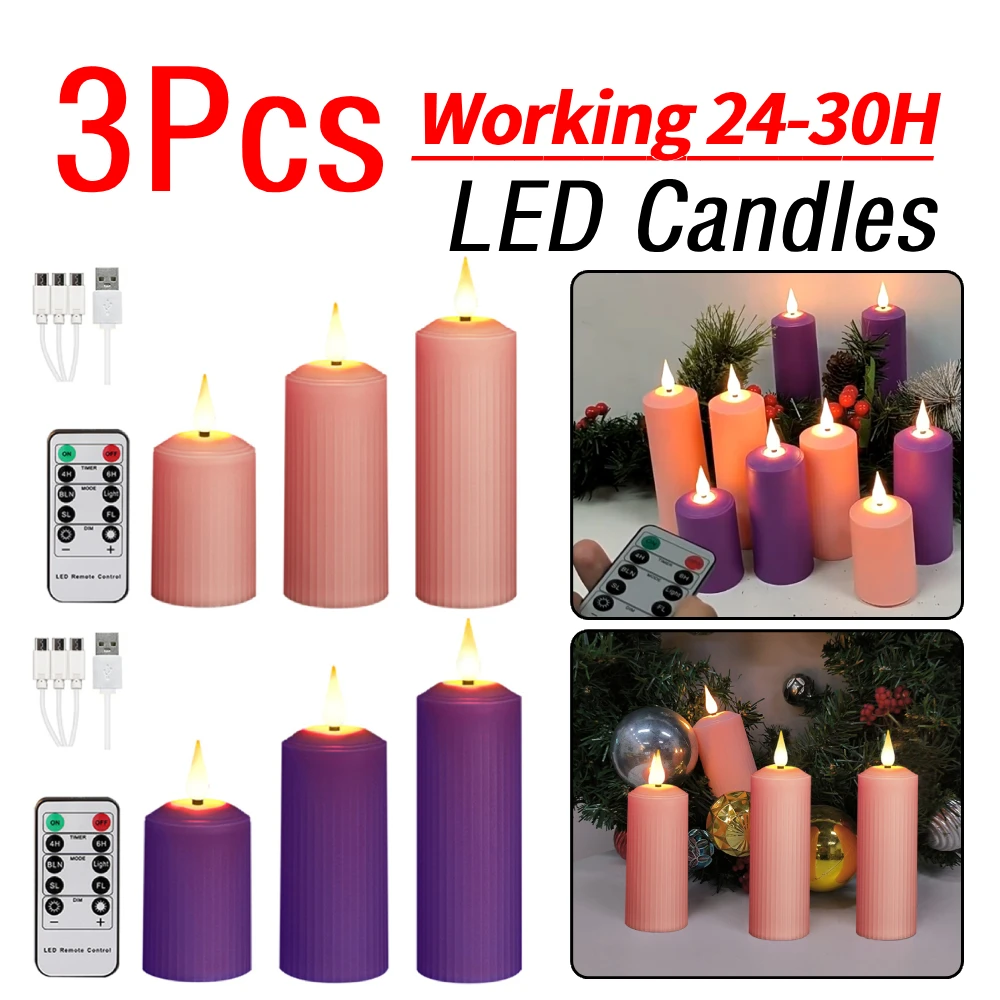 3Pcs Led Candles Wi…