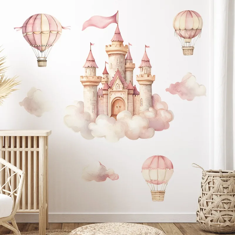 Beautification Wall Sticker Self-Adhesive Dream Castle Hot Air Balloon Bedroom Living Room Home Decoration