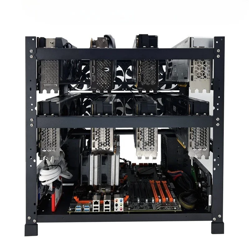 Stackable Open 6 Card 8 Card 10 Card 12 Card Fixed Rack Dual Power Multi-AI Graphics Card Rack