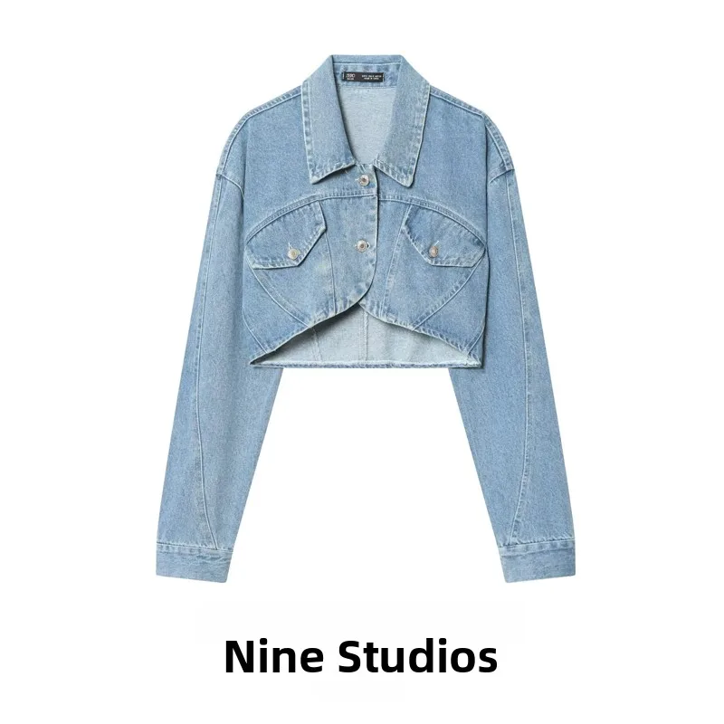 

Сексуальная джинсовая куртка с длинными рукавами в европейском стиле, женская хлопковая верхняя одежда, повседневная модная модель NINE ZAR 6688024