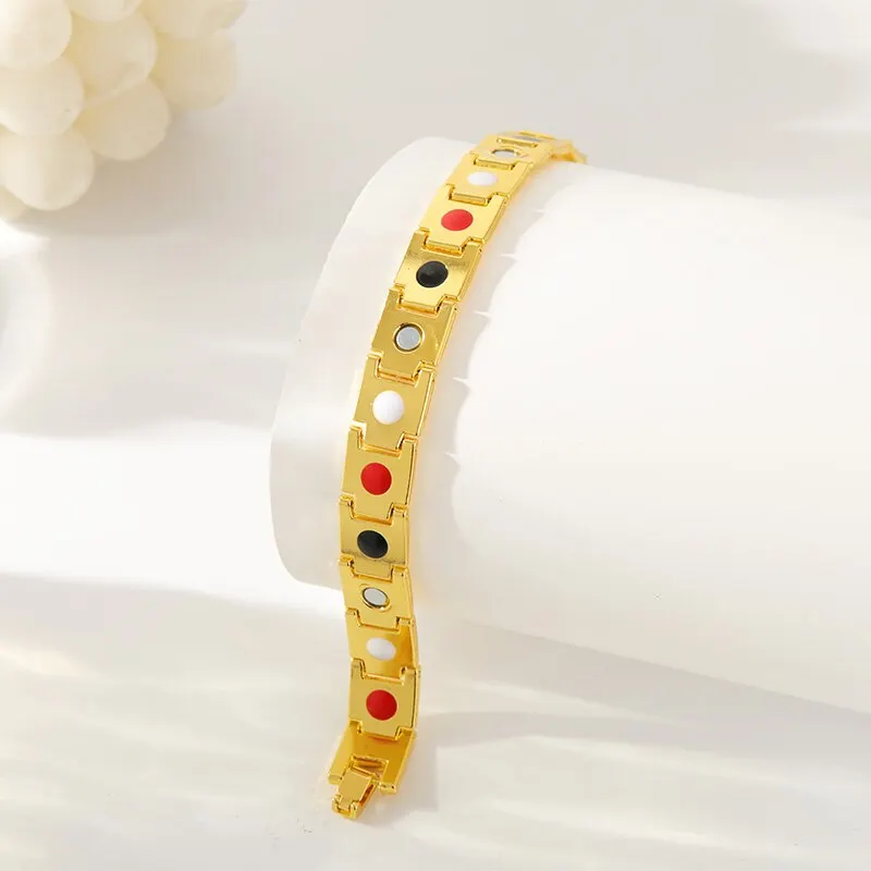 1pcs Gold-color Bracelet Men And Women Universal Style Luxury Style Oil Dripping With Soldered Magnets Detachable Jewelry